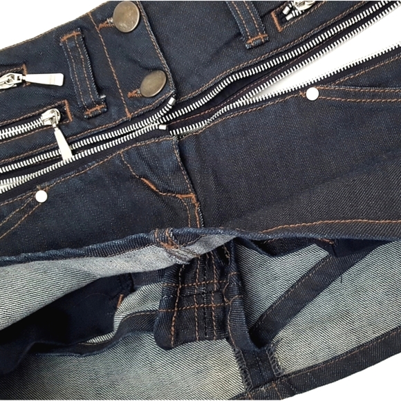 Italian Biker Skort💙90's Blue Denim Mini Skort💙 Heans Short-Skirt - Picture 9 of 15